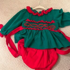 Worn once. Corduroy Cecil and Lou 9 months swing top and bloomer set